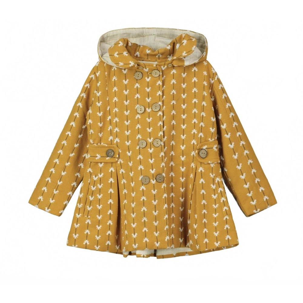 NEW POPPET & FOX girls' duffle coat in gold with black stripes